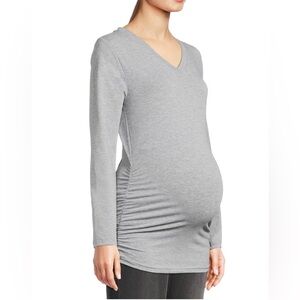 NWT - Maternity Ruched V-Neck Long Sleeve T-Shirt.